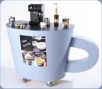 coffee cup espresso cart with equipment