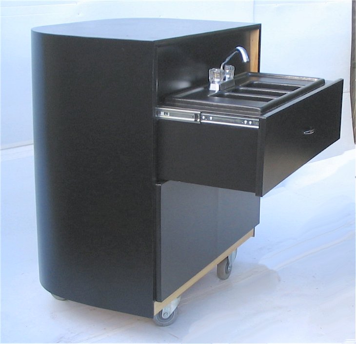 Slide out 3 compartment sink round base style